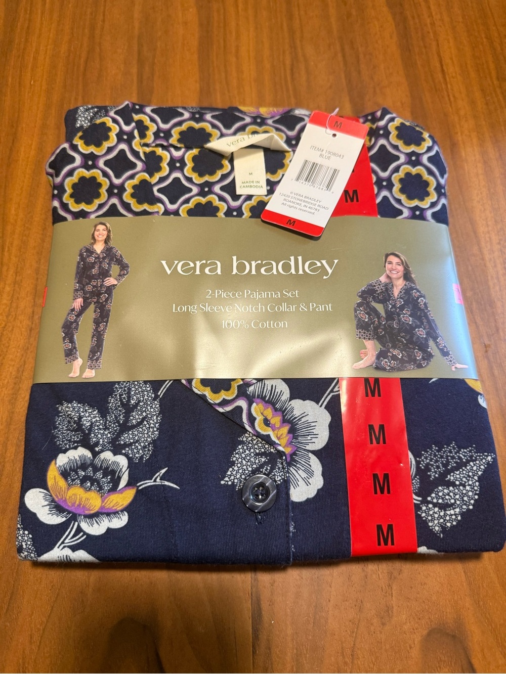 Vera Bradley Navy Floral 2-Piece Pajama Set - Medium
